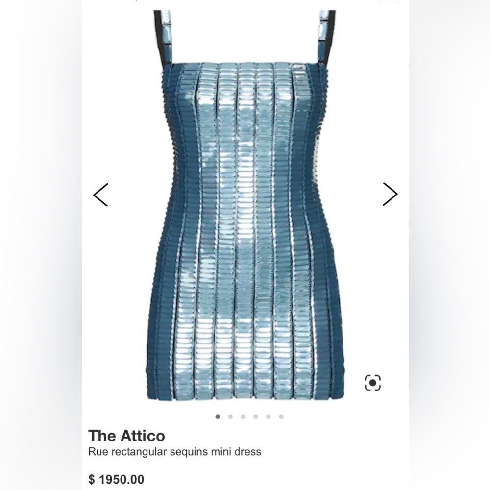 The Attico Rue Mini Baby Blue Cocktail Dress Tile Sequin Selling Sunset Size 44